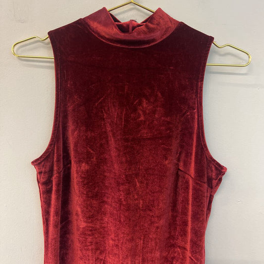 She and Sky Red Velvet Mock Neck Dress Small