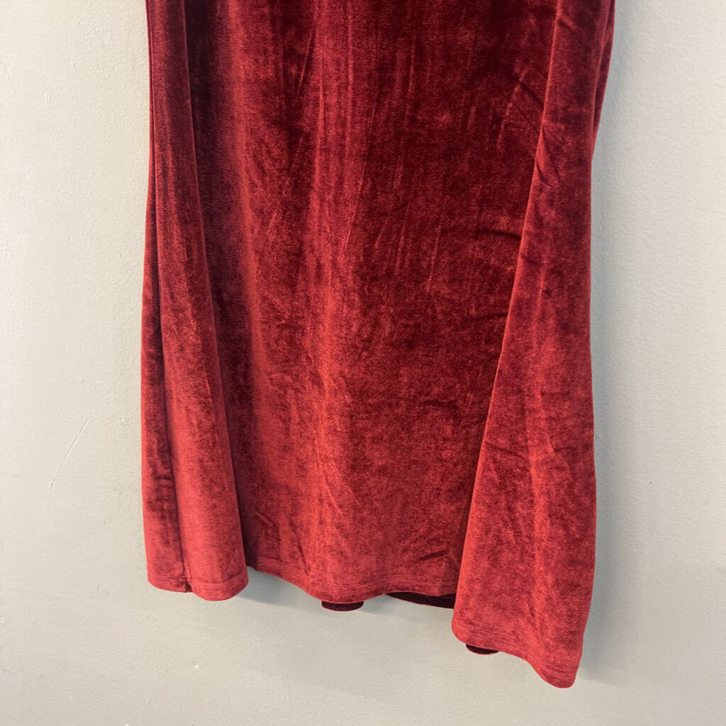She and Sky Red Velvet Mock Neck Dress Small