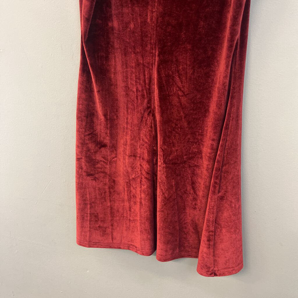 She and Sky Red Velvet Mock Neck Dress Small