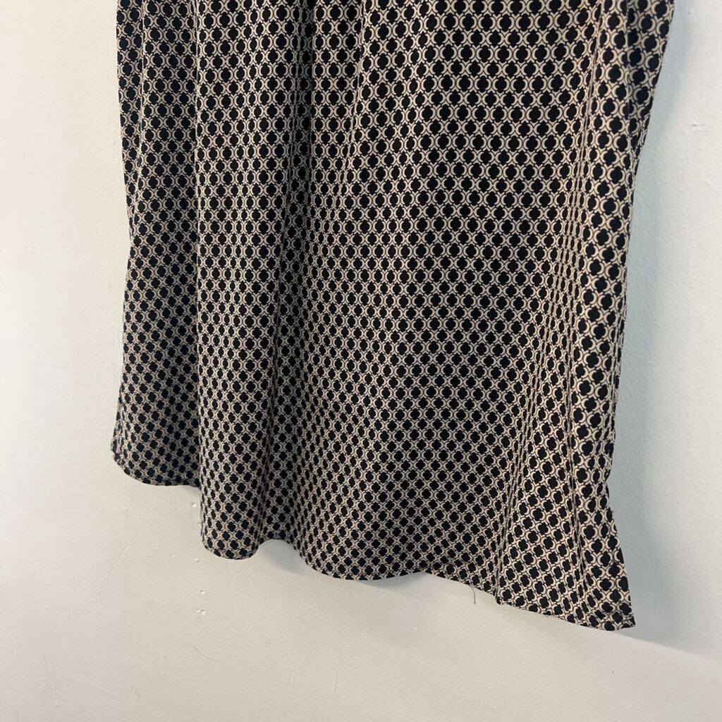 Dana Buchman Black/ Beige Print Sleeveless Button Down Top Small