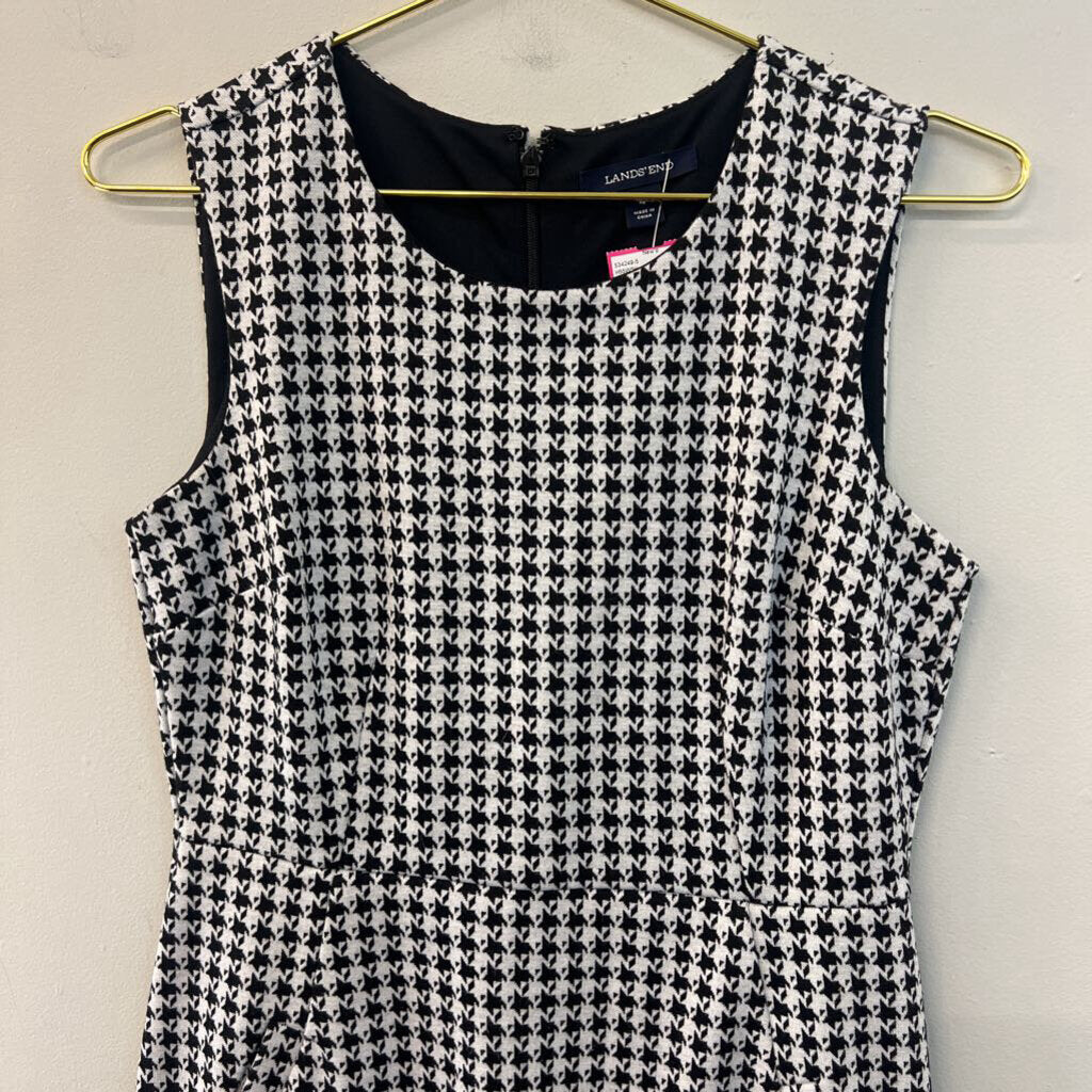 Lands End Black/ White Houndstooth Sleeveless Dress 4