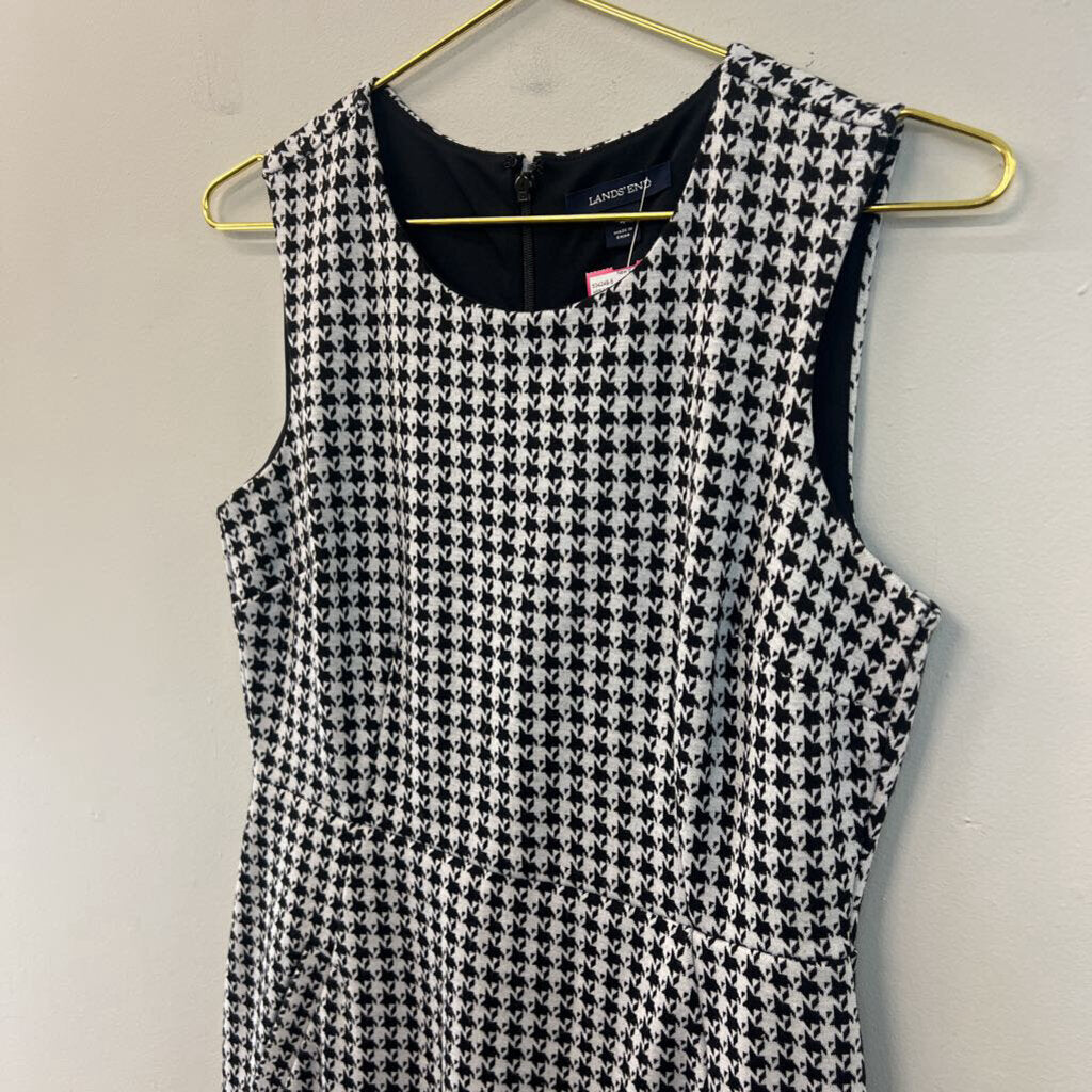 Lands End Black/ White Houndstooth Sleeveless Dress 4