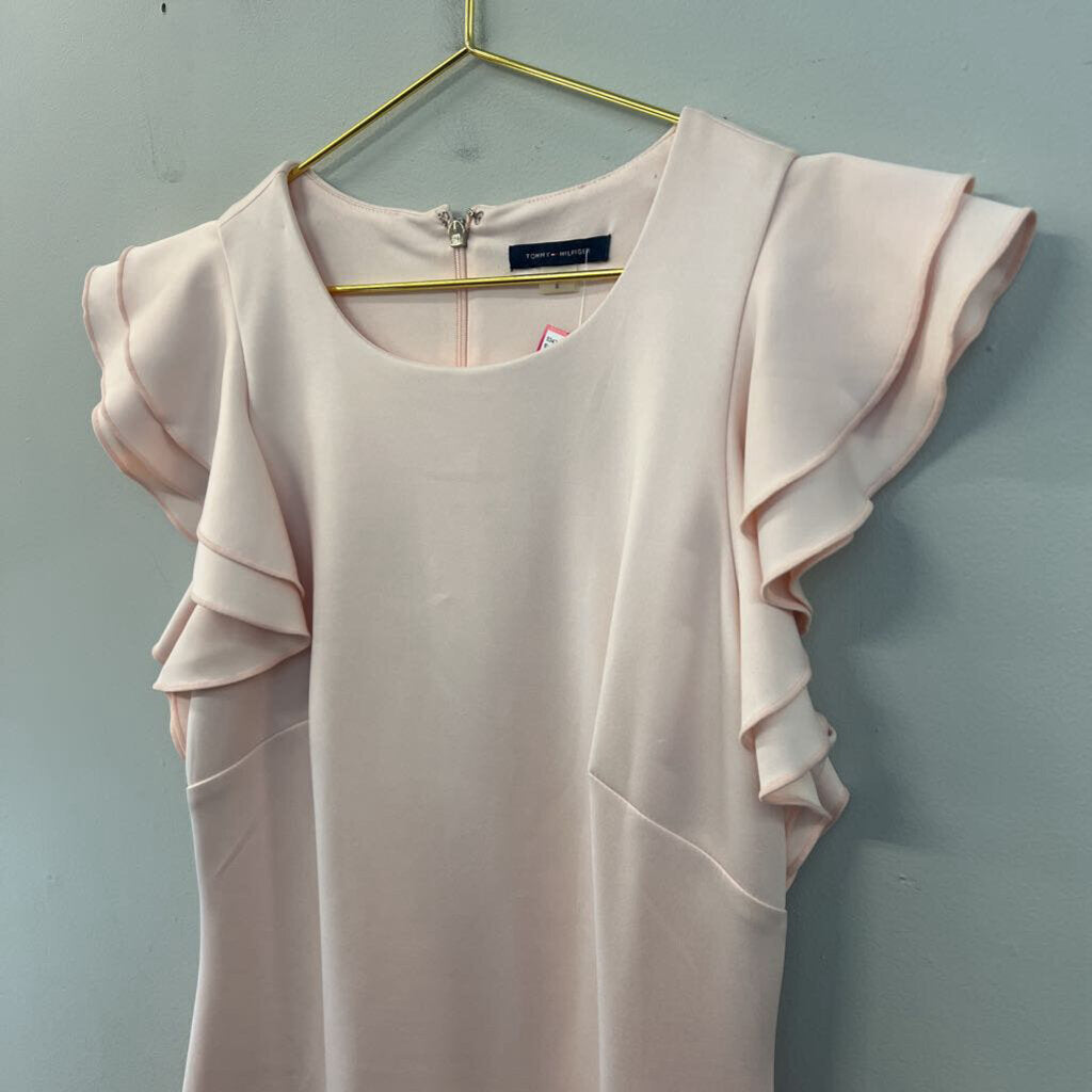 Tommy Hilfiger Blush Pink Short Ruffle Sleeve Dress 8