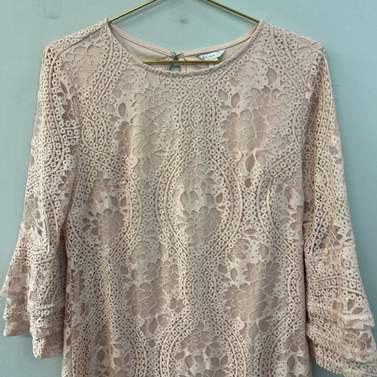 Pink Lace Long Sleeve Dress Small