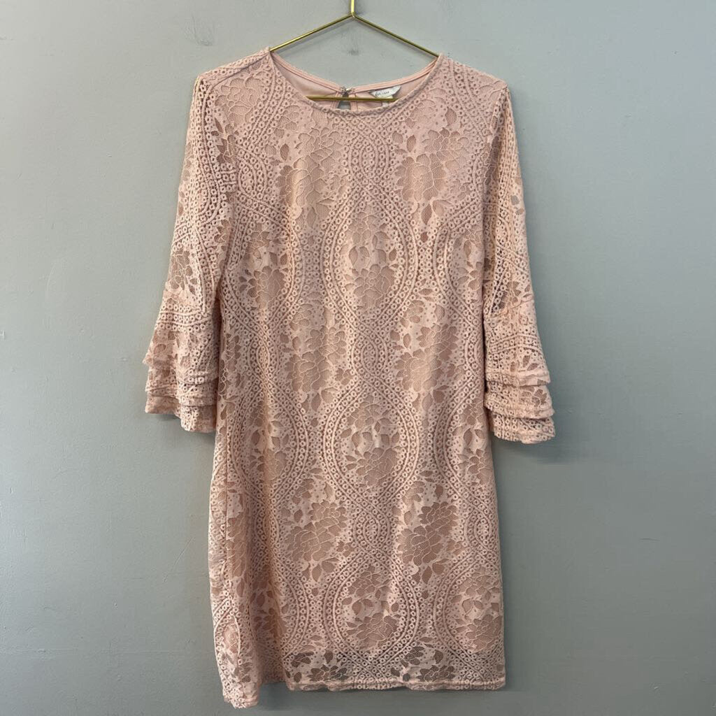 Pink Lace Long Sleeve Dress Small