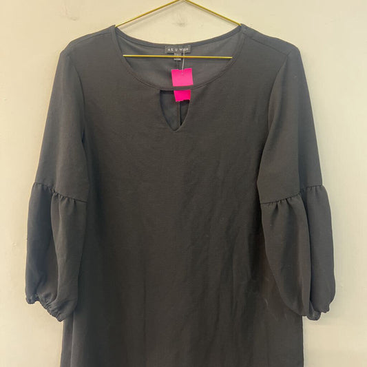As U Wish Black Textured Long Sleeve Dress Large