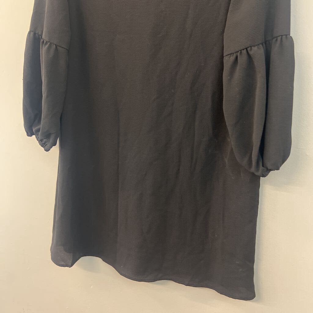 As U Wish Black Textured Long Sleeve Dress Large