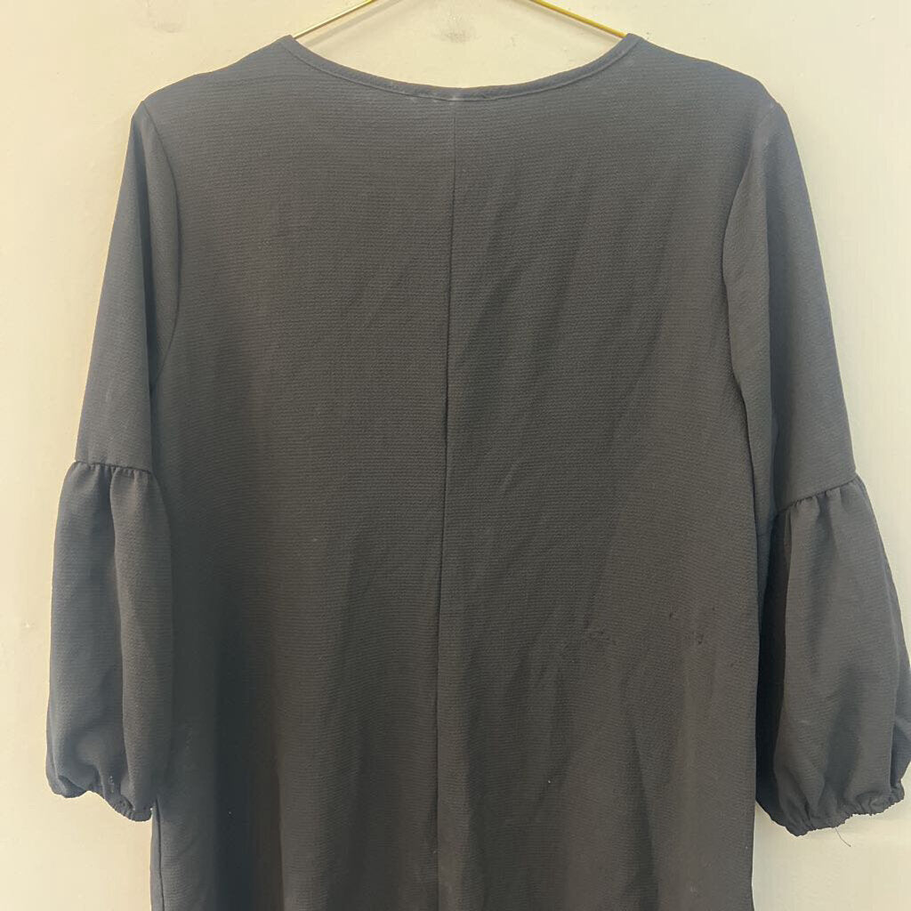 As U Wish Black Textured Long Sleeve Dress Large