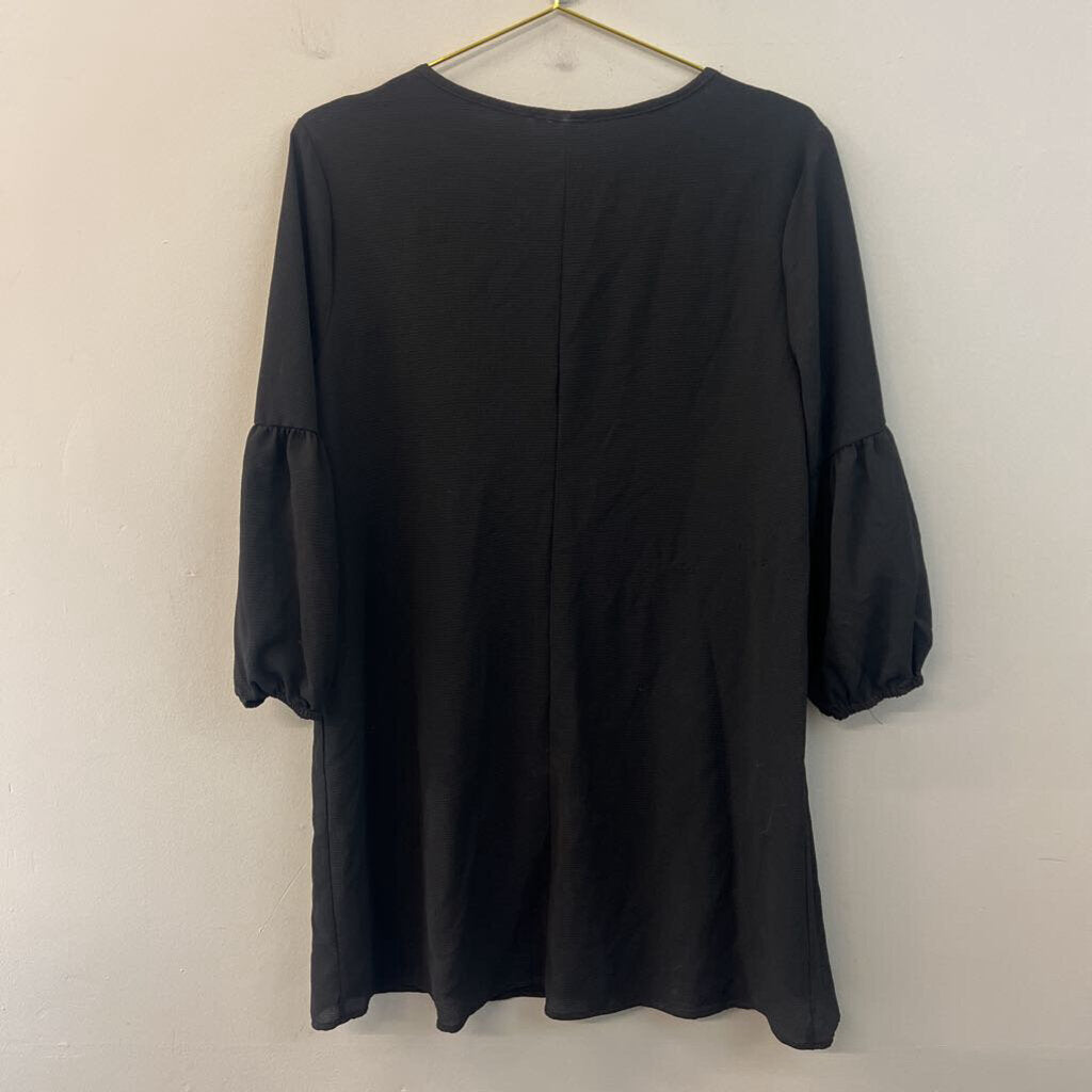 As U Wish Black Textured Long Sleeve Dress Large