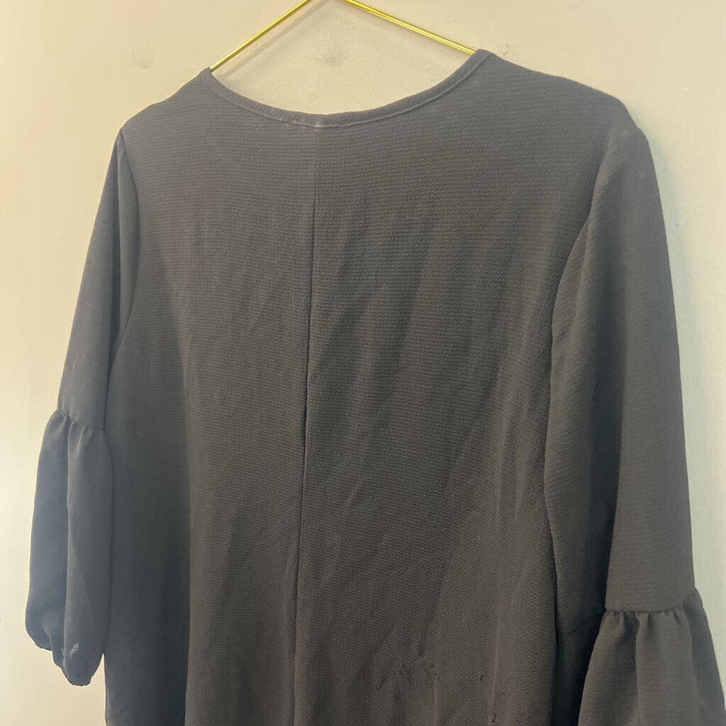 As U Wish Black Textured Long Sleeve Dress Large
