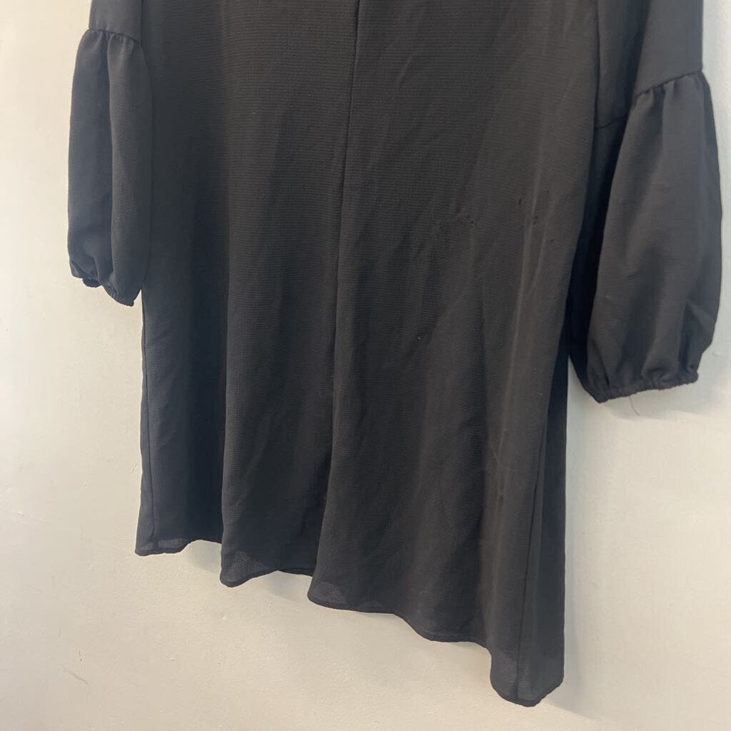 As U Wish Black Textured Long Sleeve Dress Large