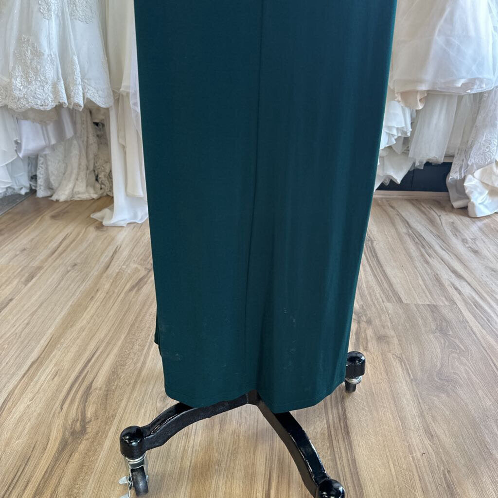Connected Apparel Green Long Sleeve Ruched Long Formal Dress 6