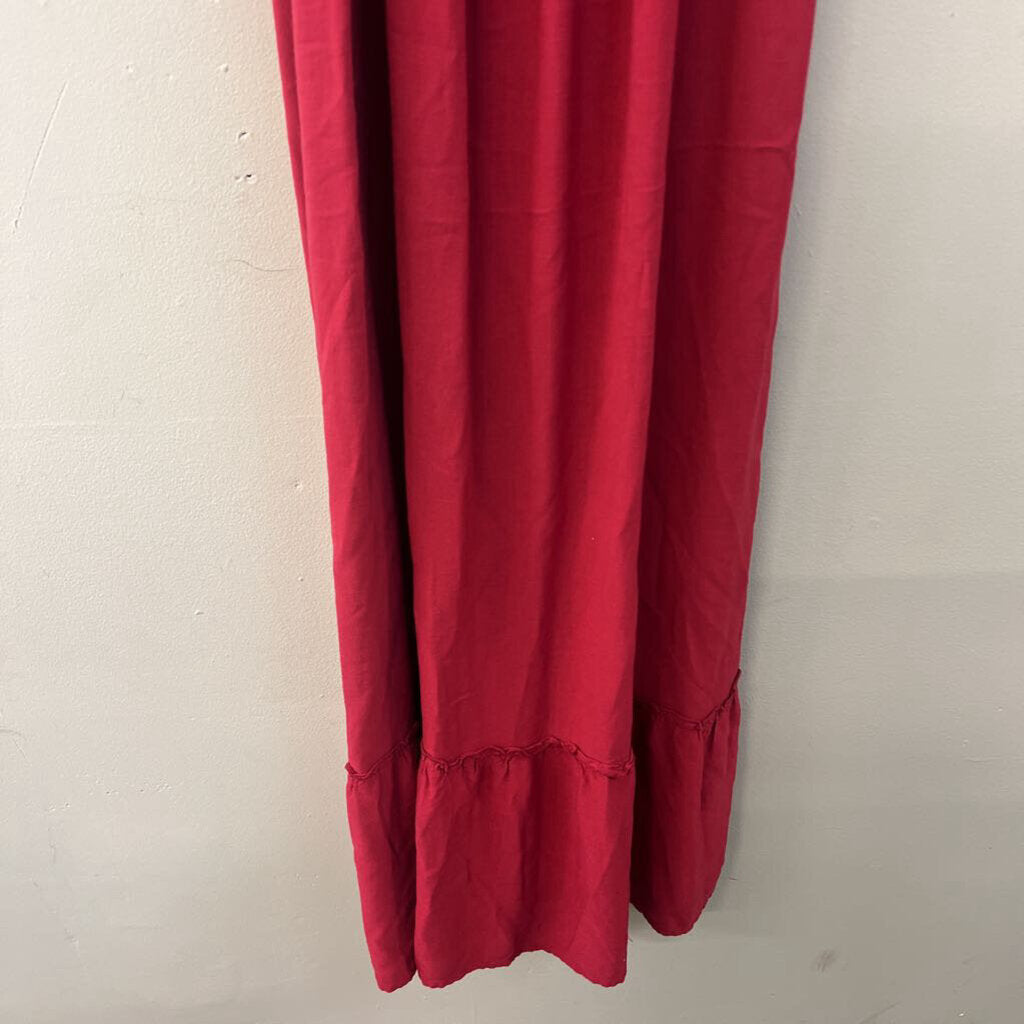 Zesica Red Smocked Top Tie Strap Maxi Dress Medium
