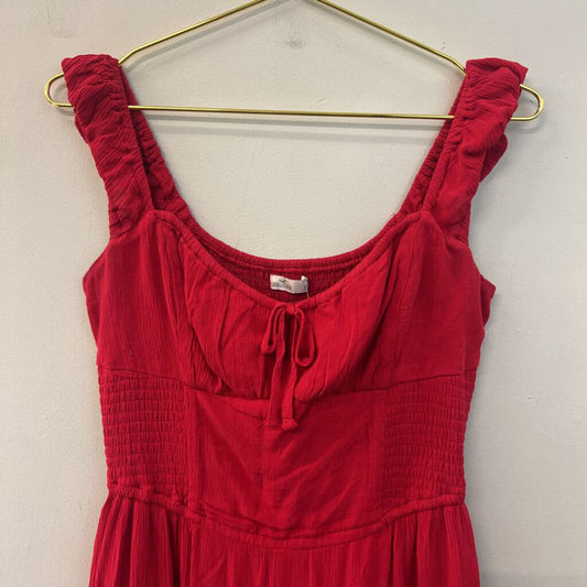 Hollister Red Smoked Detail Tired Skirt Dress Medium