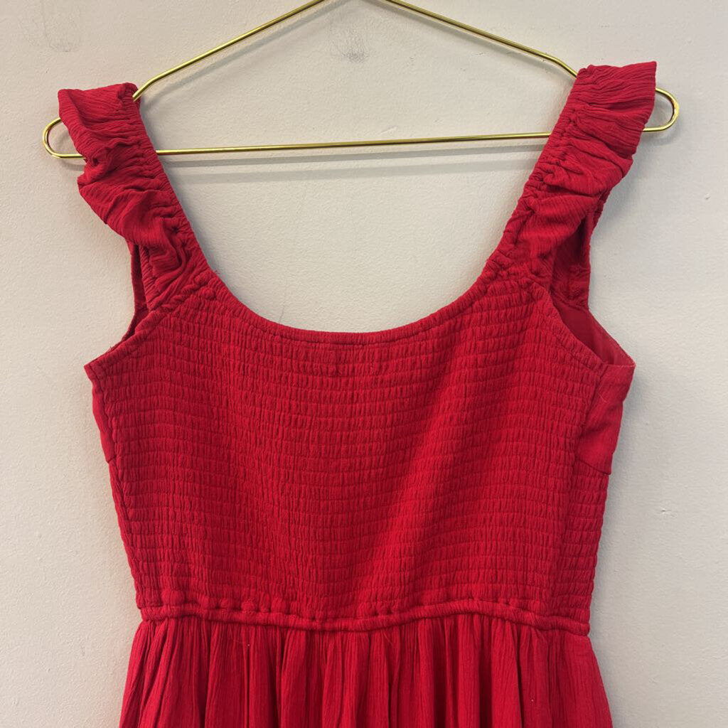 Hollister Red Smoked Detail Tired Skirt Dress Medium