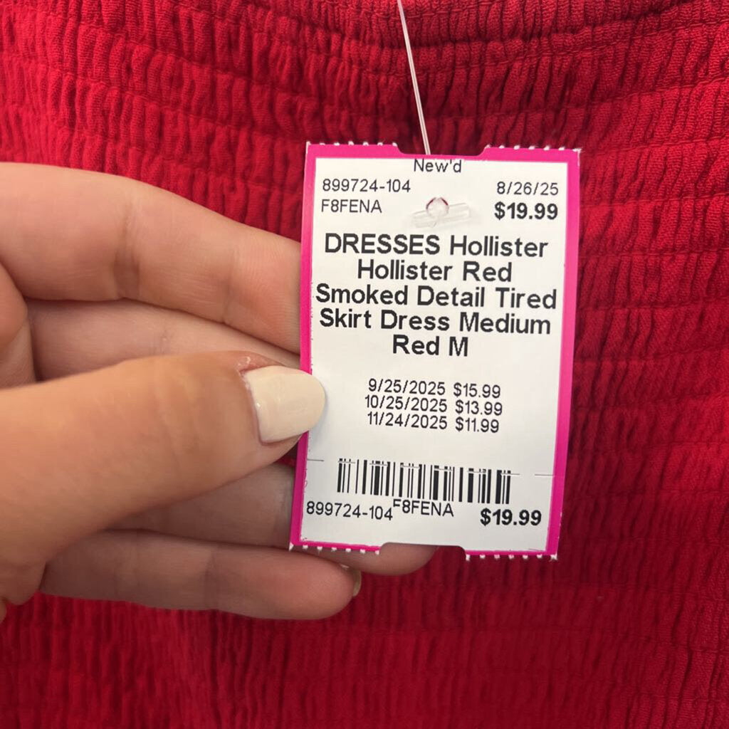 Hollister Red Smoked Detail Tired Skirt Dress Medium