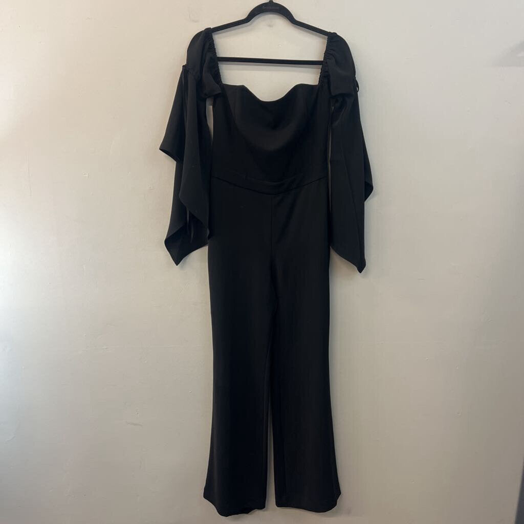 White House Black Market Black Long Bell Sleeve Off Shoulder Jumpsuit 6