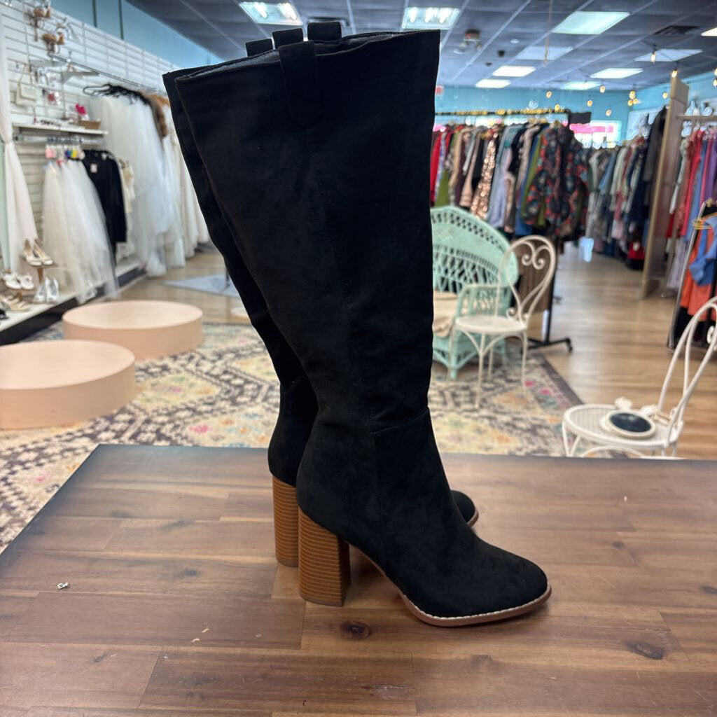 Black Suede Tall Boots 8