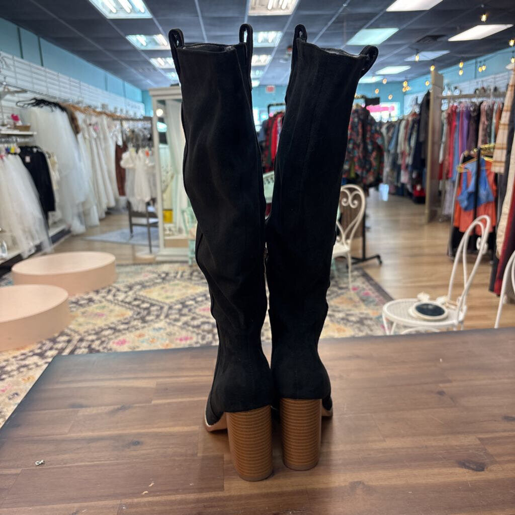 Black Suede Tall Boots 8