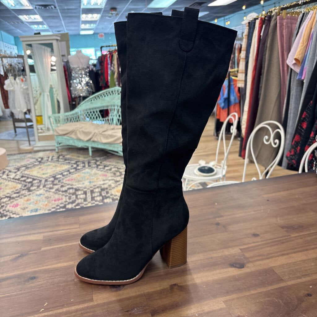 Black Suede Tall Boots 8