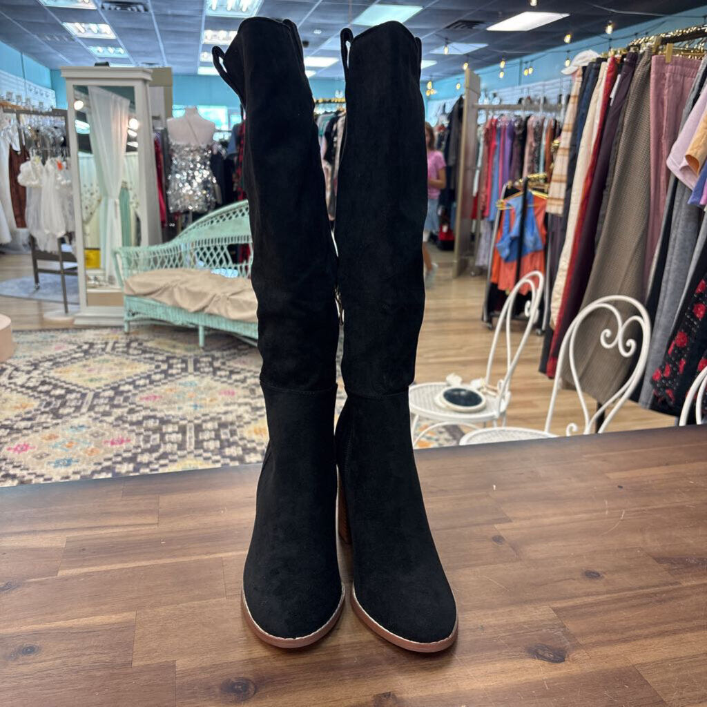 Black Suede Tall Boots 8