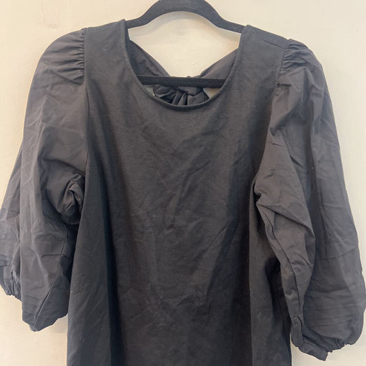 Crown and Ivy Black Puff Long Sleeve Tie Back Top Extra Large