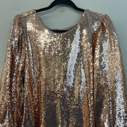 Crown and Ivy Rose Gold Sequin Long Sleeve Top Extra Large