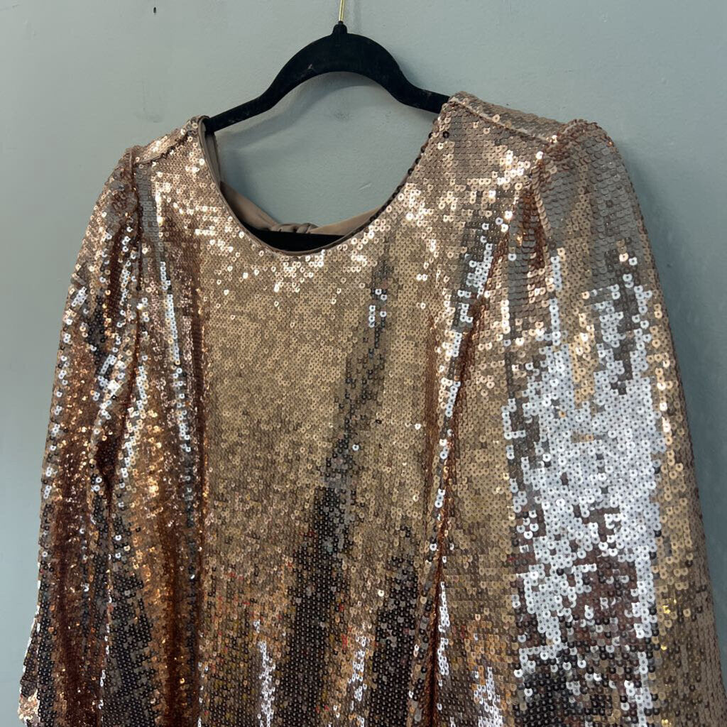 Crown and Ivy Rose Gold Sequin Long Sleeve Top Extra Large