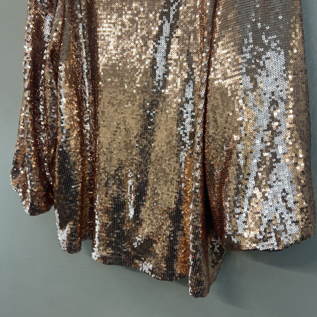 Crown and Ivy Rose Gold Sequin Long Sleeve Top Extra Large