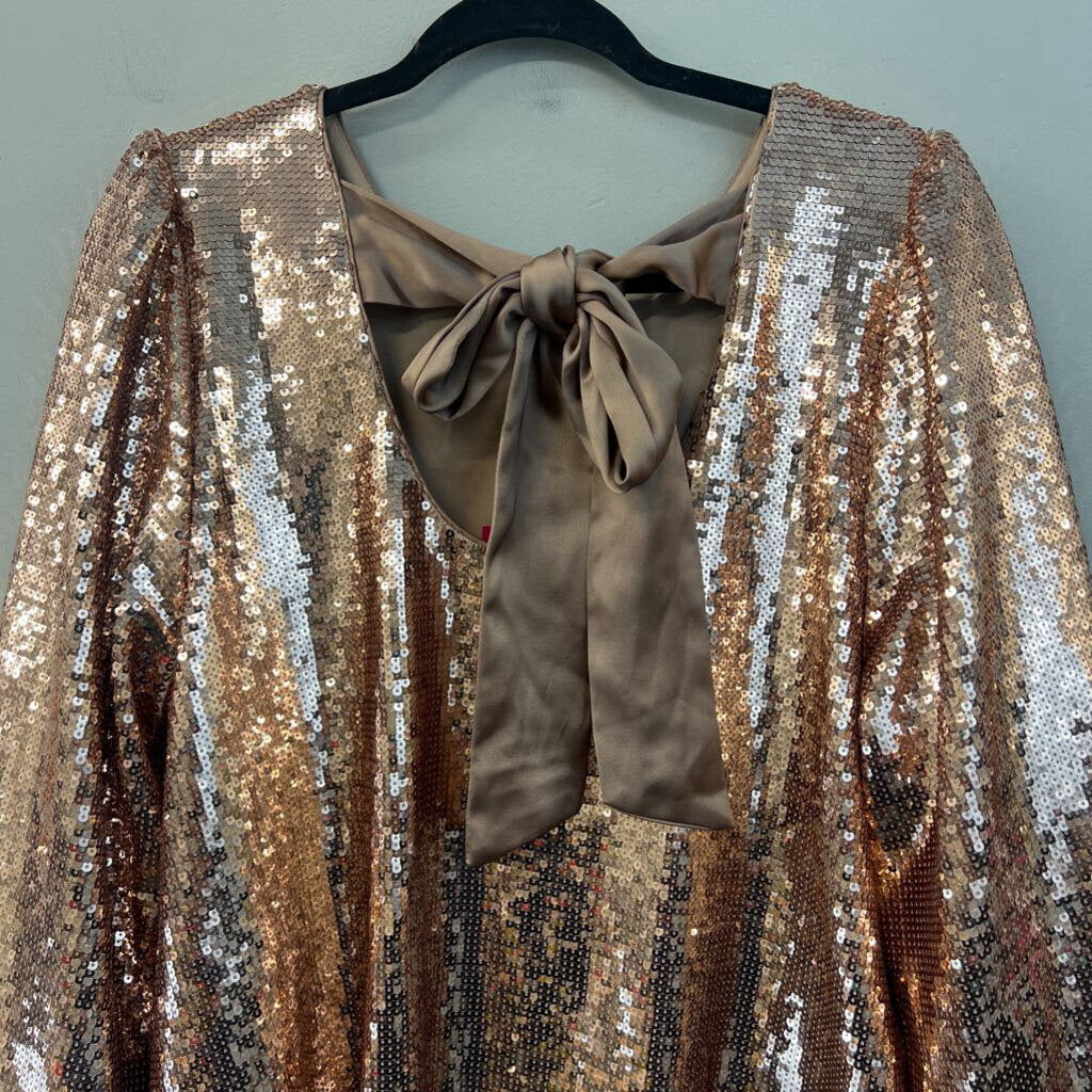 Crown and Ivy Rose Gold Sequin Long Sleeve Top Extra Large