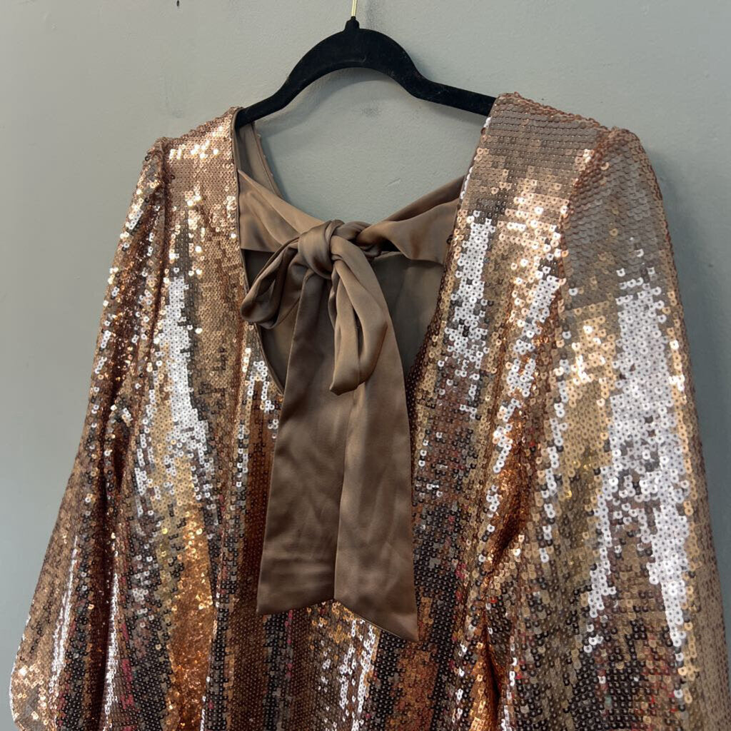 Crown and Ivy Rose Gold Sequin Long Sleeve Top Extra Large