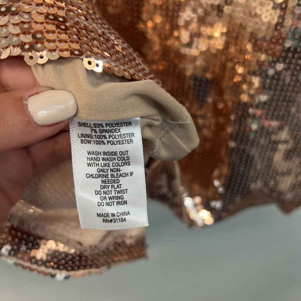 Crown and Ivy Rose Gold Sequin Long Sleeve Top Extra Large