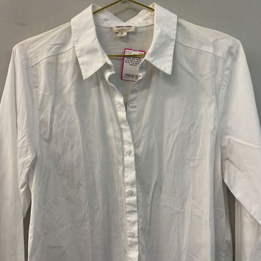 Open Edit White Long Sleeve Button Down Top Medium