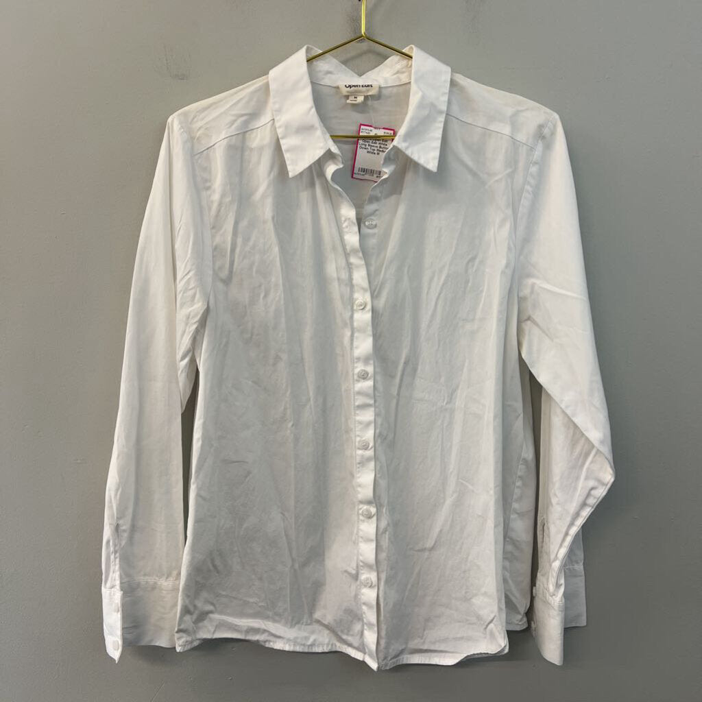 Open Edit White Long Sleeve Button Down Top Medium