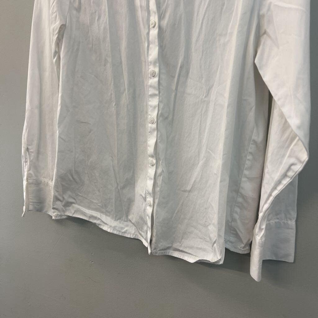Open Edit White Long Sleeve Button Down Top Medium
