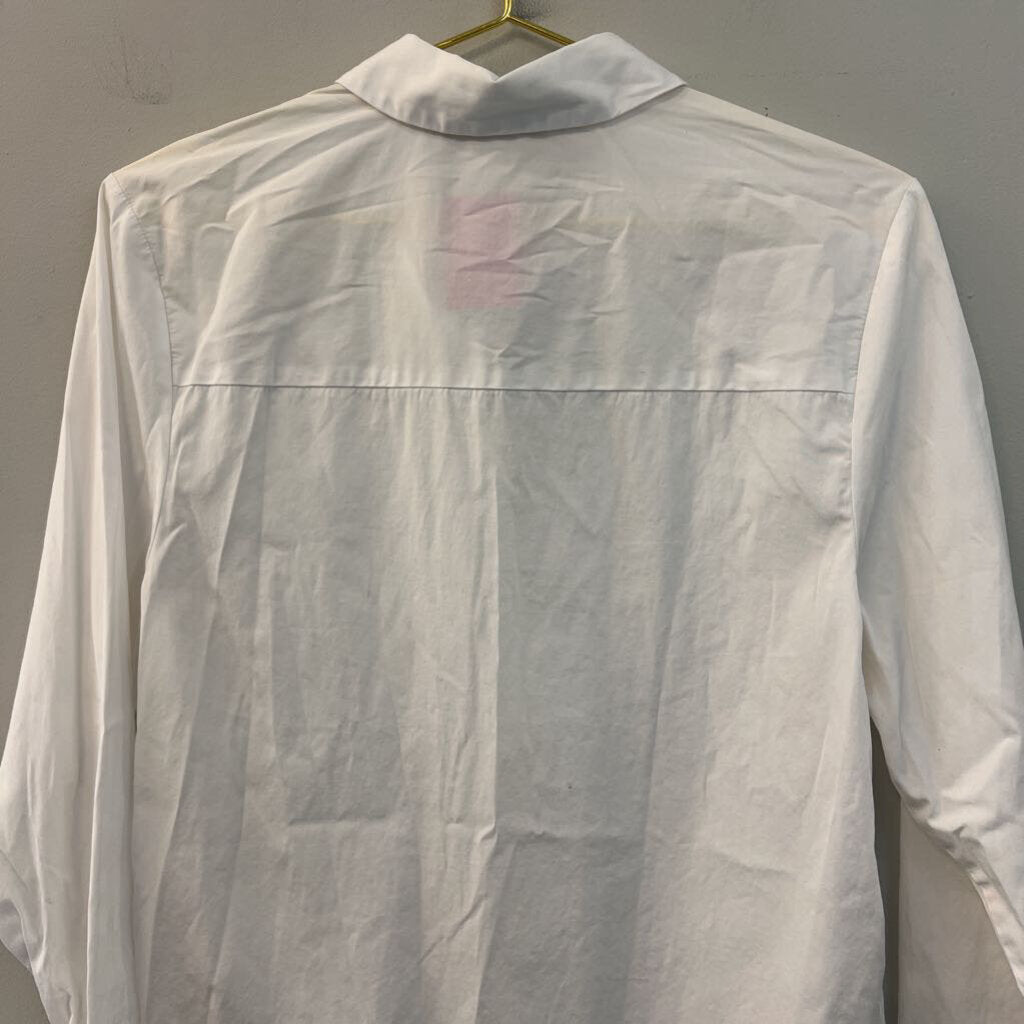 Open Edit White Long Sleeve Button Down Top Medium