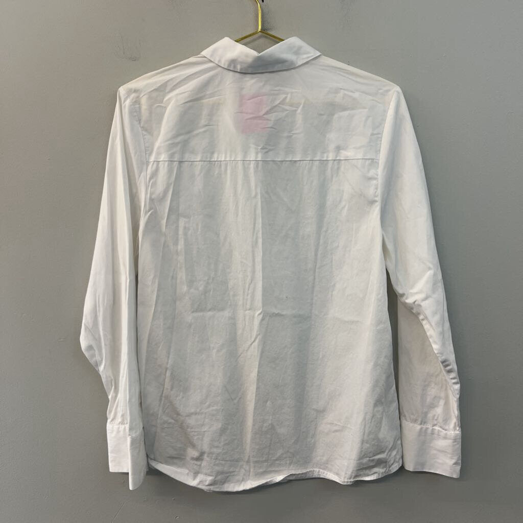Open Edit White Long Sleeve Button Down Top Medium