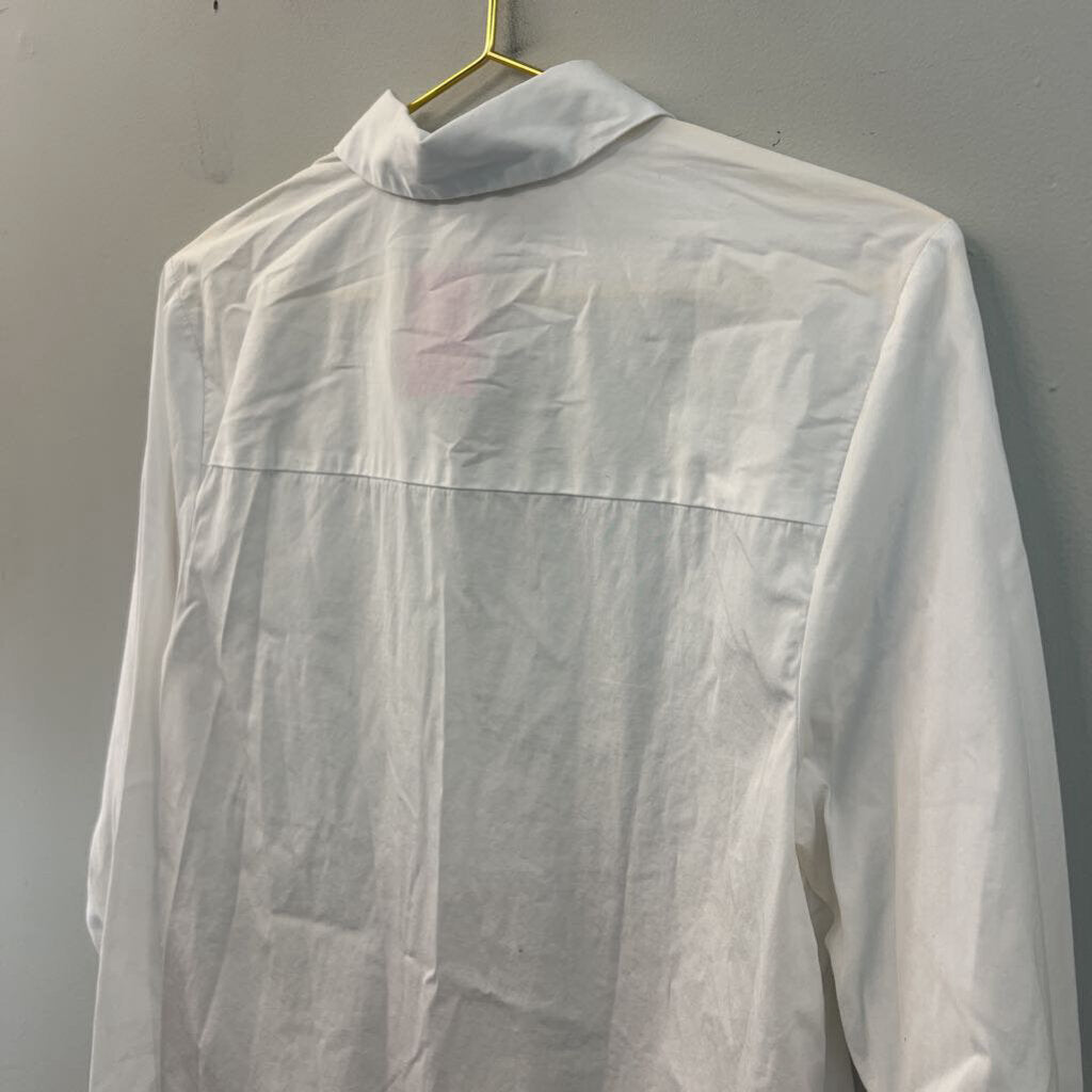 Open Edit White Long Sleeve Button Down Top Medium