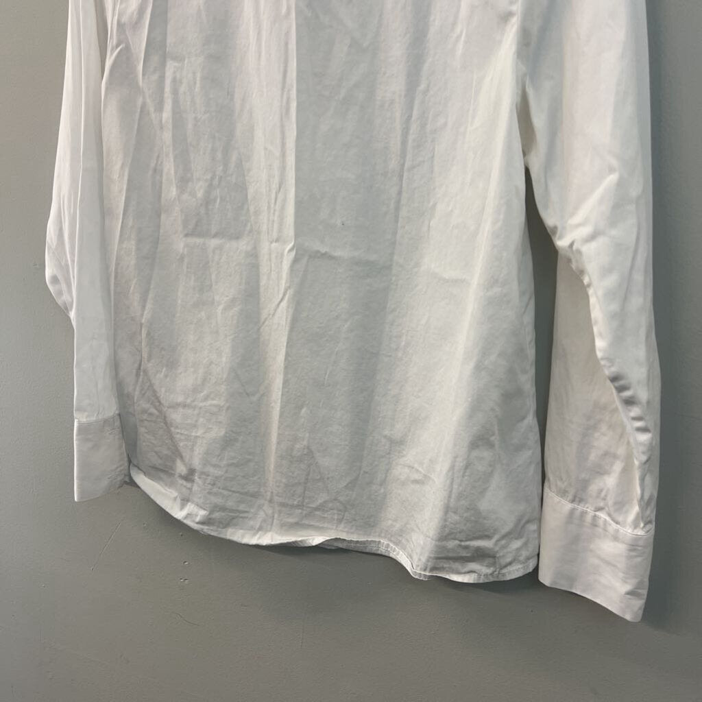 Open Edit White Long Sleeve Button Down Top Medium