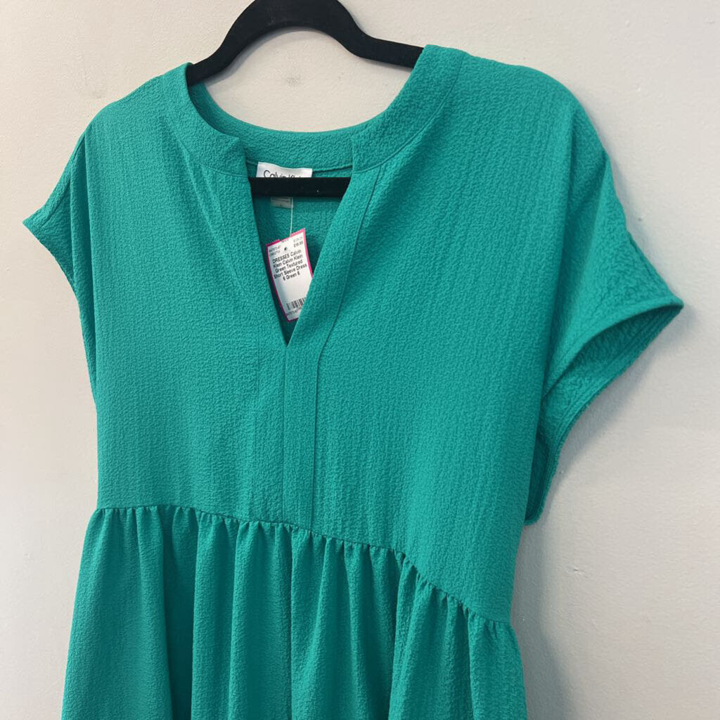 Calvin Klein Green Textured Short Sleeve Dress 6