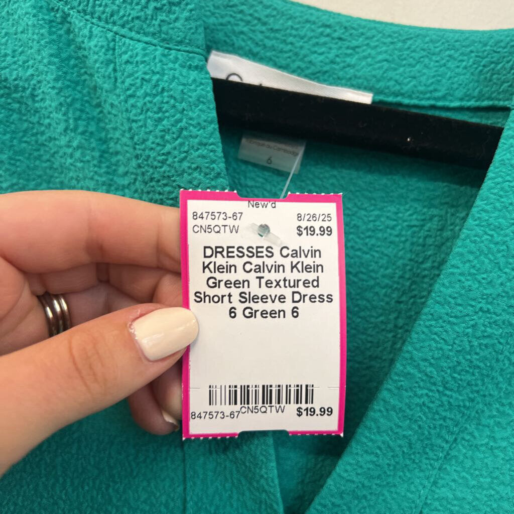 Calvin Klein Green Textured Short Sleeve Dress 6