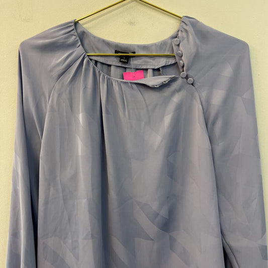 Ann Taylor Blue Textured Print Long Sleeve Top Small