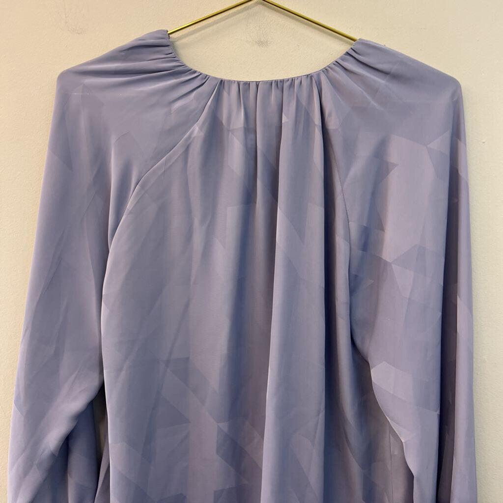 Ann Taylor Blue Textured Print Long Sleeve Top Small