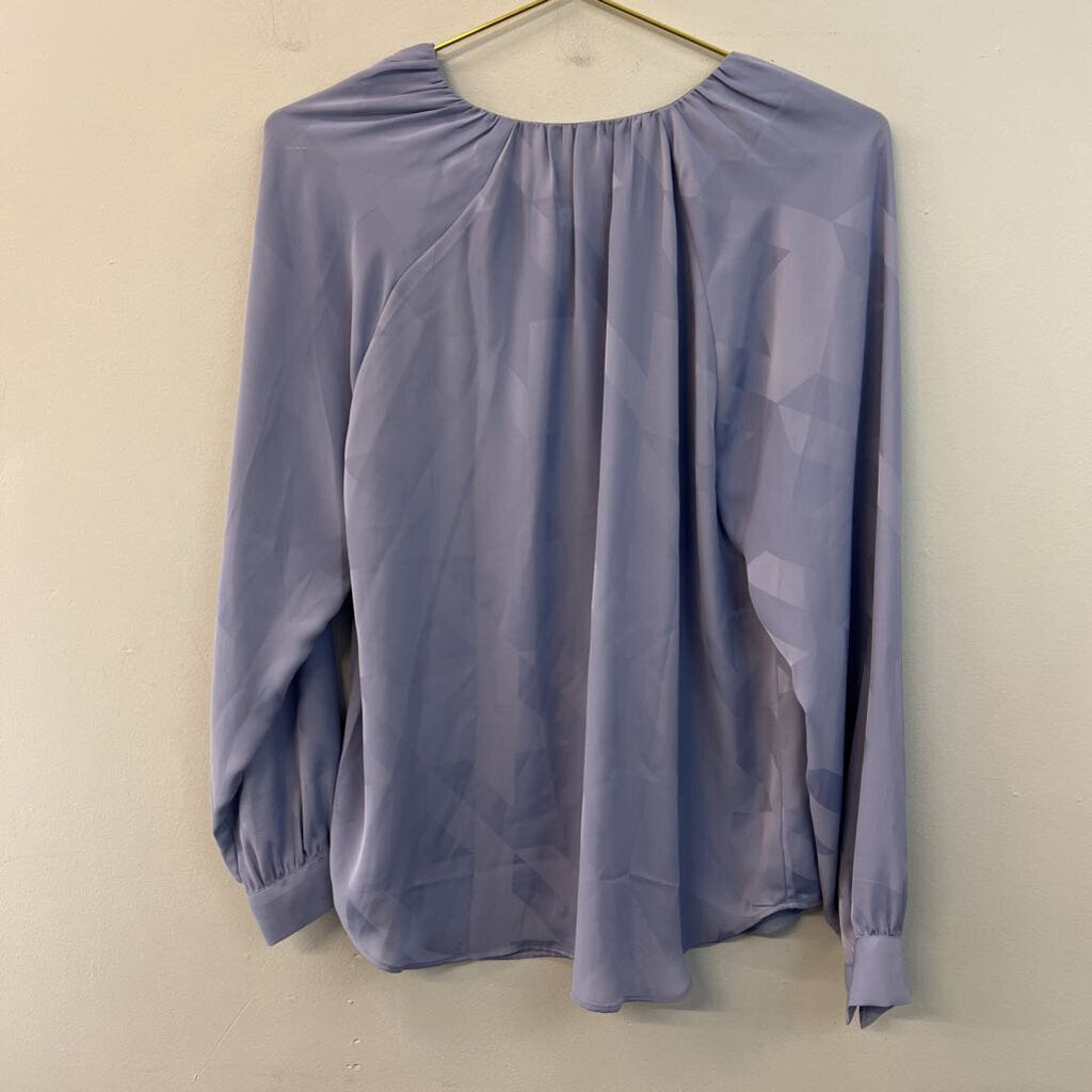 Ann Taylor Blue Textured Print Long Sleeve Top Small