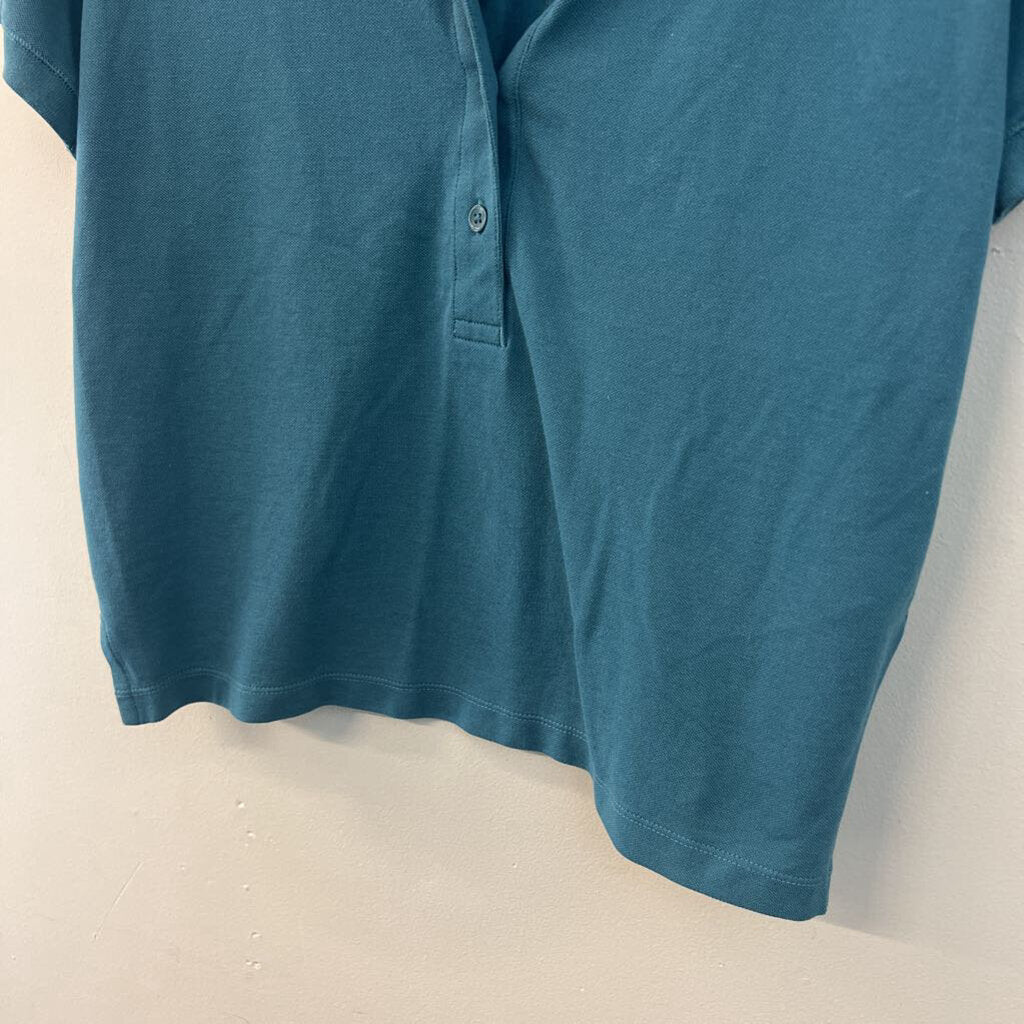 Athleta Teal Short Sleeve Henley Top Medium