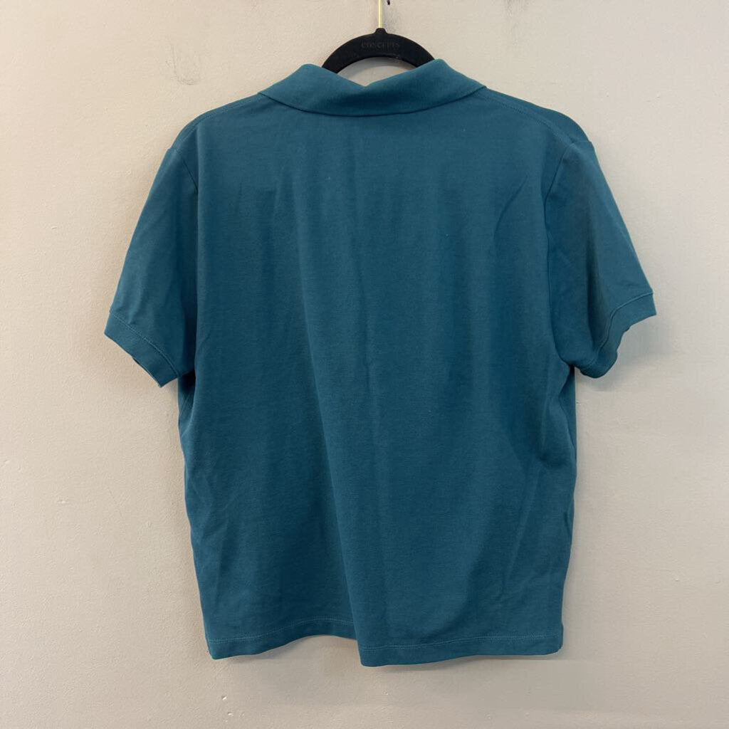 Athleta Teal Short Sleeve Henley Top Medium