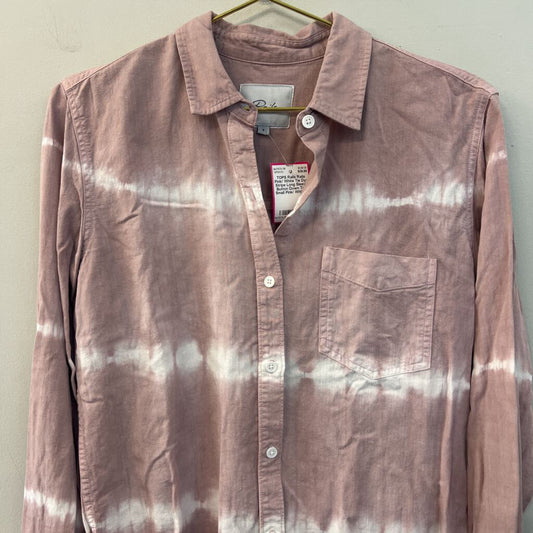Rails Pink/ White Tie Dye Stripe Long Sleeve Button Down Top Small