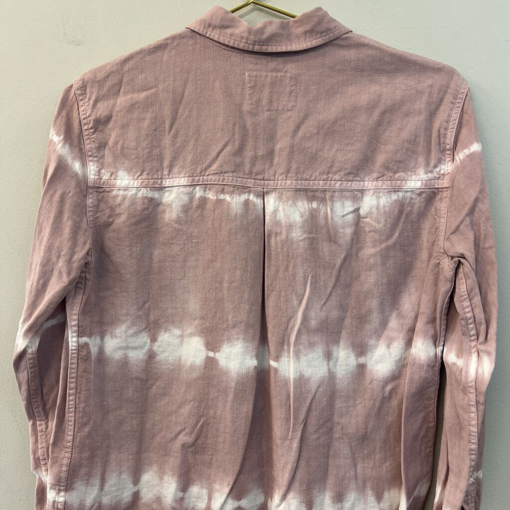 Rails Pink/ White Tie Dye Stripe Long Sleeve Button Down Top Small