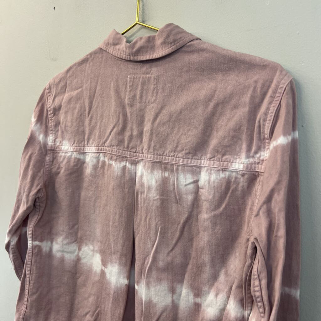 Rails Pink/ White Tie Dye Stripe Long Sleeve Button Down Top Small