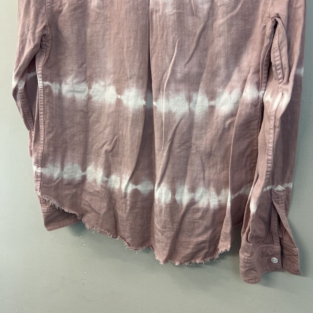 Rails Pink/ White Tie Dye Stripe Long Sleeve Button Down Top Small